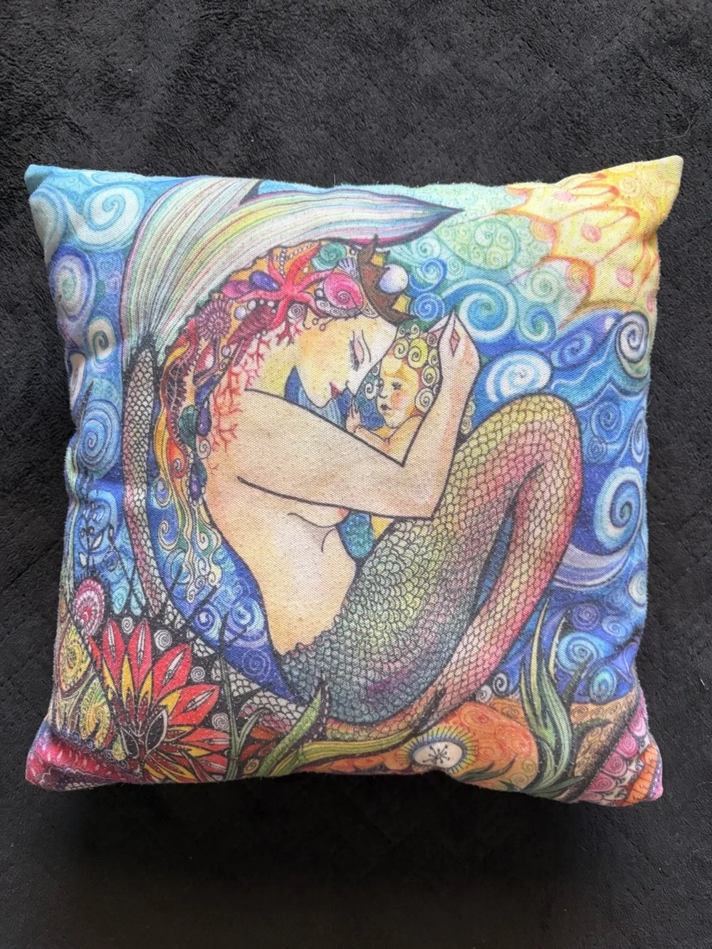 Artistic Mermaid Decorative Pillow Cover - Multicolor